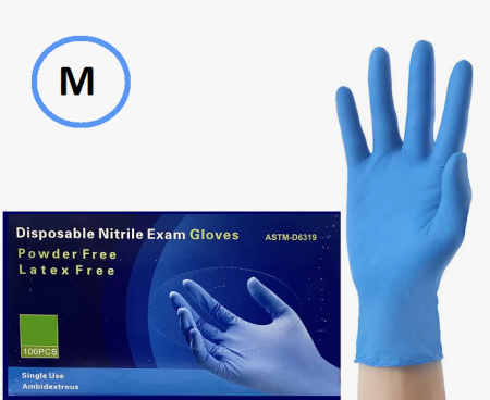 Перчатки нитриловые M Disposable Nitrile Exam Gloves (1уп.-50 пар) голубые АКЦИЯ