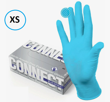 Перчатки нитриловые XS .CONNECT BLUE NITRILE (1уп-50 пар)