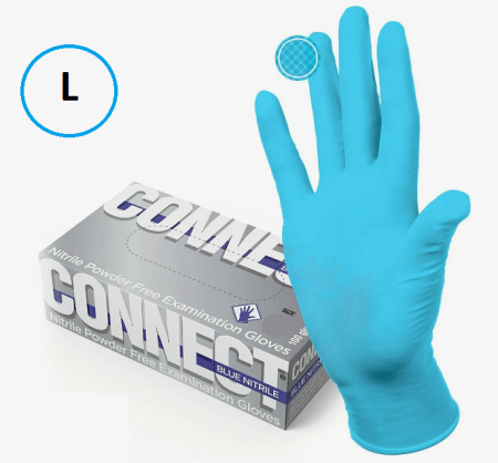 Перчатки нитриловые L CONNECT BLUE NITRILE(1уп-50 пар)