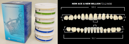 Зубы New Ace 20 полн. гарн. в боксе, верх T2, низ L2, боковые M30, цвет A3,5
