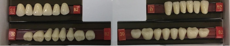 Зубы акриловые двухслойные Multi-Layer 1 комплект (1набор по 28 шт) А2 Шанхай