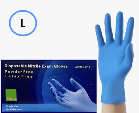 Перчатки нитриловые L Disposable Nitrile Exam Gloves (1уп.-50 пар) голубые АКЦИЯ