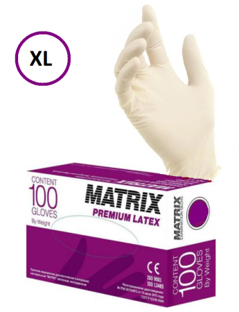 Перчатки латексные XL MATRIX Premium (50 пар)